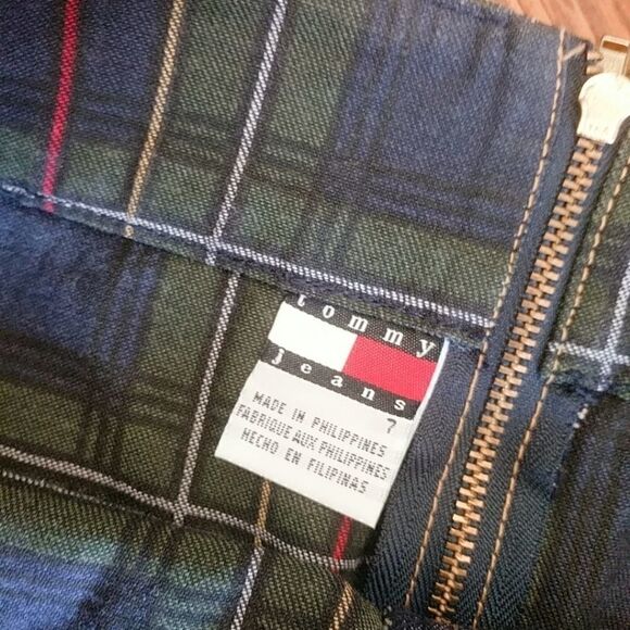 Tommy Jeans Plaid Detail Denim Mini Skirt Y2K SIZE 7 - Picture 3 of 3